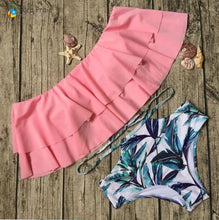 Load image into Gallery viewer, 2019 Palm Tree Push up Bikini Set Women Helter Ruffle Swimwear Sexy Off Shoulder High Waist Swimsuit Women Beach Bathing Suit