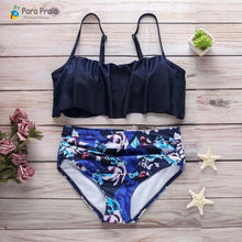 Load image into Gallery viewer, 2019 Palm Tree Push up Bikini Set Women Helter Ruffle Swimwear Sexy Off Shoulder High Waist Swimsuit Women Beach Bathing Suit
