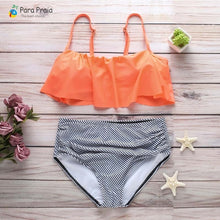Load image into Gallery viewer, 2019 Palm Tree Push up Bikini Set Women Helter Ruffle Swimwear Sexy Off Shoulder High Waist Swimsuit Women Beach Bathing Suit