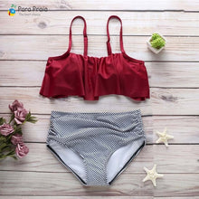 Load image into Gallery viewer, 2019 Palm Tree Push up Bikini Set Women Helter Ruffle Swimwear Sexy Off Shoulder High Waist Swimsuit Women Beach Bathing Suit