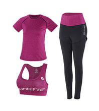 Load image into Gallery viewer, High waist pants+hooded coat+t shirt+bra+pants women yoga 5 pieces set outdoor running quick dry fitness gym clothing sports set