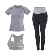 Load image into Gallery viewer, High waist pants+hooded coat+t shirt+bra+pants women yoga 5 pieces set outdoor running quick dry fitness gym clothing sports set
