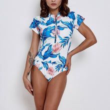 Load image into Gallery viewer, Sexy Short Sleeve Swimsuit One Piece Women Swimwear 2018 Floral Beach Wear Bodysuit Maillot De Bain Femme Surfing Swim Monokini