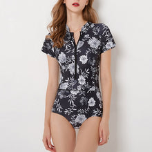 Load image into Gallery viewer, Sexy Short Sleeve Swimsuit One Piece Women Swimwear 2018 Floral Beach Wear Bodysuit Maillot De Bain Femme Surfing Swim Monokini