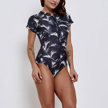 Load image into Gallery viewer, Sexy Short Sleeve Swimsuit One Piece Women Swimwear 2018 Floral Beach Wear Bodysuit Maillot De Bain Femme Surfing Swim Monokini