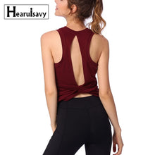 Load image into Gallery viewer, Hearuisavy Women's Open Back Yoga top Knotted Workout Yoga Shirt Gym Tank Top Twist Sleeveless Running Fitness Sport Tee shirts