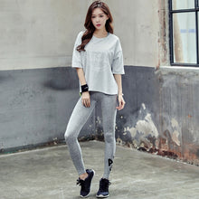 Load image into Gallery viewer, 3 pice Set Women's Yoga Suit Fitness Clothing Sportswear Grey Shirt Bra Pant Workout Sports Clothes Athletic Running Yoga Sets