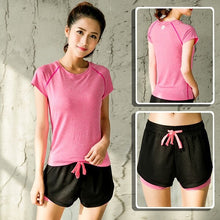 Load image into Gallery viewer, 2019 Women's Yoga Sets 3Pcs Running Fitness Gym Clothes Tracksuit Yoga Bra Tshirt Training Exercise Short Sport Wear Workout