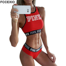 Load image into Gallery viewer, FCCEXIO 2019 New Sexy Women Tank Tops Quick Dry Tight Fitness Sleeveless Love Pink Letter Print Singlet Exercise Workout T-Shirt