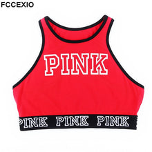 Load image into Gallery viewer, FCCEXIO 2019 New Sexy Women Tank Tops Quick Dry Tight Fitness Sleeveless Love Pink Letter Print Singlet Exercise Workout T-Shirt