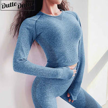 Load image into Gallery viewer, Vital Seamless Sport Shirts Long Sleeve Shirt Women Crop Top Yoga Sport T-shirt Workout Tops Sports Wear For Women Gym Fitness