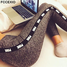 Load image into Gallery viewer, FCCEXIO New 2019 Pink Letters Print High Waist Fitness Leggings Women Sexy Sporting Jeggings Womens Workout Elastic Trousers