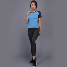 Load image into Gallery viewer, 2 Pieces Sexy Yoga Set Women Fitness Running TShirt + Pants Breathable Gym Workout Clothes Compressed Yoga Leggings Sport Suit