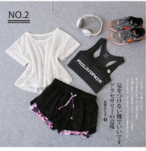 Load image into Gallery viewer, Sportswear 3 Piece Yoga Set Women Gym Cloth Sport Suit Shirt Top+Bra+Shorts Female Workout Athletic Running Fitness Clothing
