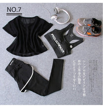 Load image into Gallery viewer, Sportswear 3 Piece Yoga Set Women Gym Cloth Sport Suit Shirt Top+Bra+Shorts Female Workout Athletic Running Fitness Clothing