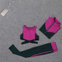 Load image into Gallery viewer, 5 pieces sets coat+t shirt+bra+shorts+leggings women yoga clothing quick dry outdoor sports running fitness gym ropa deportiva