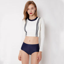 Load image into Gallery viewer, Two Piece Rashguard Women Long Sleeve Swimwear Floral Print Surf Wear Plus Size Tankini Swimsuit Shorts Diving Shirt Rash Guards
