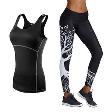 Load image into Gallery viewer, 2019 New Printing 2 Piece Suit Women Patchwork Yoga Set Sport Fitness Women Pants Leggings Push Up Yoga Pants Summer Sportswear