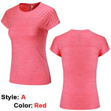 Load image into Gallery viewer, Yoga Mesh Shirts Quick dry Fitness Sports Gym Clothes Female Running Short Sleeve Sexy Hollow Back Female Sport T Shirt Running