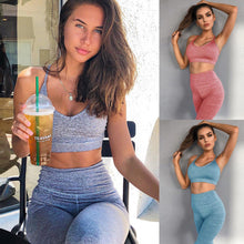 Load image into Gallery viewer, Hirigin 2 Piece Set Women Yoga Set High Wasit Tracksuit Clothes Sexy Crop Top Slim Fitness Set Mesh Patchwork Womens GYM Outfits