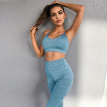 Load image into Gallery viewer, Hirigin 2 Piece Set Women Yoga Set High Wasit Tracksuit Clothes Sexy Crop Top Slim Fitness Set Mesh Patchwork Womens GYM Outfits
