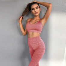 Load image into Gallery viewer, Hirigin 2 Piece Set Women Yoga Set High Wasit Tracksuit Clothes Sexy Crop Top Slim Fitness Set Mesh Patchwork Womens GYM Outfits