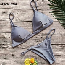 Load image into Gallery viewer, 9 Colors Solid Bikini Set 2019 Sexy Push Up Swimwear Women Brazilian Swimsuit Low Waist Biquini Halter Two Pieces Bathing Suit