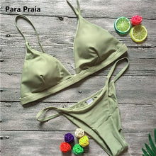 Load image into Gallery viewer, 9 Colors Solid Bikini Set 2019 Sexy Push Up Swimwear Women Brazilian Swimsuit Low Waist Biquini Halter Two Pieces Bathing Suit