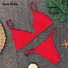Load image into Gallery viewer, 9 Colors Solid Bikini Set 2019 Sexy Push Up Swimwear Women Brazilian Swimsuit Low Waist Biquini Halter Two Pieces Bathing Suit
