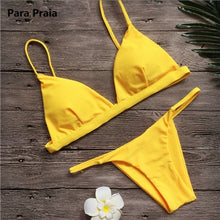 Load image into Gallery viewer, 9 Colors Solid Bikini Set 2019 Sexy Push Up Swimwear Women Brazilian Swimsuit Low Waist Biquini Halter Two Pieces Bathing Suit