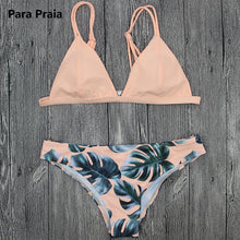 Load image into Gallery viewer, 2019 Sexy Brazilian Bikini Set Swimwear White Women Swimsuit Bathing Suit Cami Palm Leaf Print Biquini Swim Suit Maillot De Bain