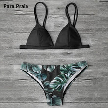 Load image into Gallery viewer, 2019 Sexy Brazilian Bikini Set Swimwear White Women Swimsuit Bathing Suit Cami Palm Leaf Print Biquini Swim Suit Maillot De Bain