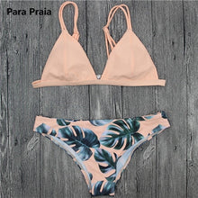 Load image into Gallery viewer, 2019 Sexy Brazilian Bikini Set Swimwear White Women Swimsuit Bathing Suit Cami Palm Leaf Print Biquini Swim Suit Maillot De Bain