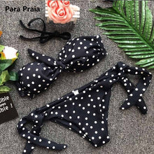 Load image into Gallery viewer, Cute Polka Dot Thong Bikini Sexy Bandeau Brazilian Bikini Set 2019 Bow Swimwear Halter Push Up Swimsuit Beach Bathing Suit May