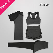 Load image into Gallery viewer, OLOEY Women 5 Piece Yoga Set for Running T-Shirt Fitness Bra Sports Wear Gym Clothing Women Workout Set Sports Suit