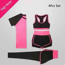 Load image into Gallery viewer, OLOEY Women 5 Piece Yoga Set for Running T-Shirt Fitness Bra Sports Wear Gym Clothing Women Workout Set Sports Suit