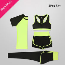 Load image into Gallery viewer, OLOEY Women 5 Piece Yoga Set for Running T-Shirt Fitness Bra Sports Wear Gym Clothing Women Workout Set Sports Suit
