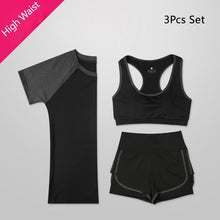 Load image into Gallery viewer, OLOEY Women 5 Piece Yoga Set for Running T-Shirt Fitness Bra Sports Wear Gym Clothing Women Workout Set Sports Suit