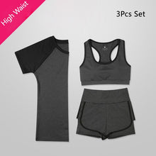 Load image into Gallery viewer, OLOEY Women 5 Piece Yoga Set for Running T-Shirt Fitness Bra Sports Wear Gym Clothing Women Workout Set Sports Suit