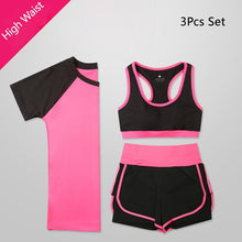 Load image into Gallery viewer, OLOEY Women 5 Piece Yoga Set for Running T-Shirt Fitness Bra Sports Wear Gym Clothing Women Workout Set Sports Suit