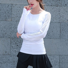 Load image into Gallery viewer, MAIJION Elastic Hollow-out Yoga Shirt Solid Color Tops Women Quick-dry Soft Running Fitness Clothing Breathable Crop Top Ladies