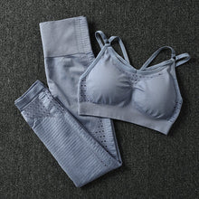 Load image into Gallery viewer, Gym Yoga Set Women Gym Sets 2 Piece Gym Hollow Out Workout Clothes for Women Sportswear Fitness Clothing Sports Active Wear