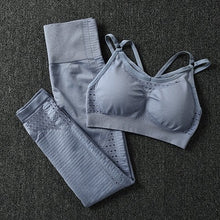 Load image into Gallery viewer, Gym Yoga Set Women Gym Sets 2 Piece Gym Hollow Out Workout Clothes for Women Sportswear Fitness Clothing Sports Active Wear