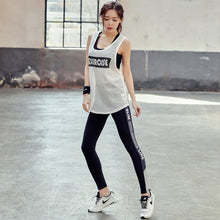Load image into Gallery viewer, Women Letters Tracksuit Yoga Set White Running Fitness Jogging T-shirt Black Bra+Leggings Workout Sports Suit Gym Sportswear XXL