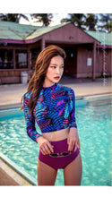 Load image into Gallery viewer, Rhyme Lady long sleeve brazilian swimwear two pieces Rash guard printed beachwear 2018 sun protective female swimming suit