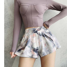 Load image into Gallery viewer, Women Flower Sports shorts  quick-dry 2 In 1 Gym Yoga Shorts  Running SportWear  Fitness Workout Short Ladies Athletic clothes