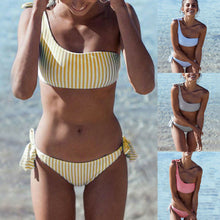 Load image into Gallery viewer, 2019 New 2pcs Women Summer Swimwear Swimsuit Bikini Set Push-up Padded Stripe Beachwear Swimsuit Bathing Suit