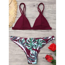 Load image into Gallery viewer, Women's Swimming Suit Sexy Bikini Swimsuit Women Swimwear Bikini Set Print Leaves Push-Up Padded Bathing Swimsuit Beachwear