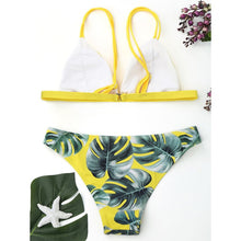 Load image into Gallery viewer, Women's Swimming Suit Sexy Bikini Swimsuit Women Swimwear Bikini Set Print Leaves Push-Up Padded Bathing Swimsuit Beachwear