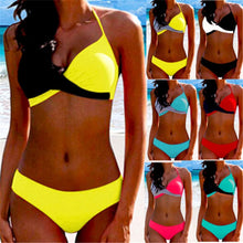 Load image into Gallery viewer, Sexy Bikini 2019 Women Halter Neck Splice Woman Swimsuit Female Swimming Suit Patchwork Swimwear Women Bathing Suit Bikinis Set
